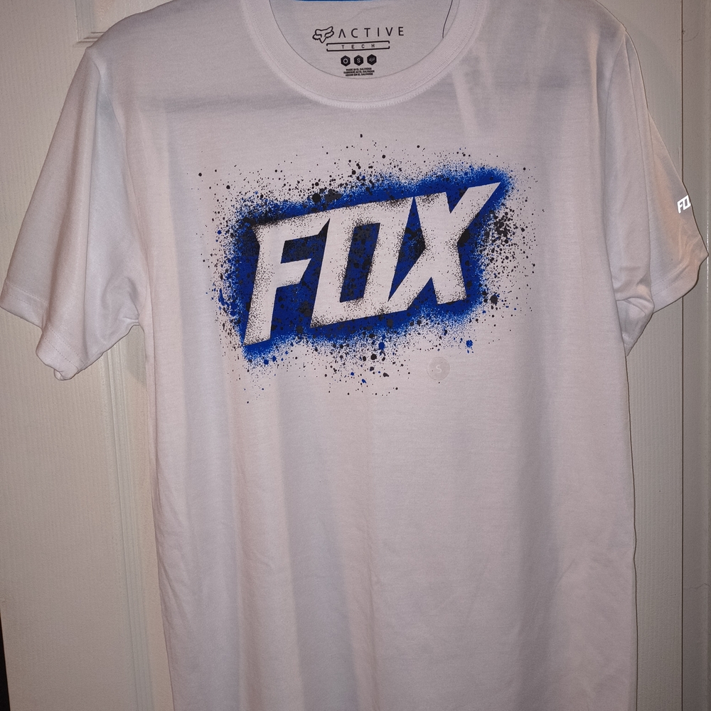 Fox Men's White Tee with Blue Graphic